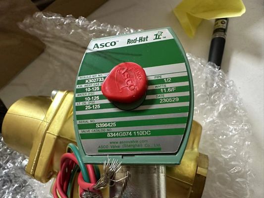 8344G074 110V Emerson ASCO Magnetventil 4 Wege 1/2 "NPT Einzelmagnetkopfkörper aus Messing