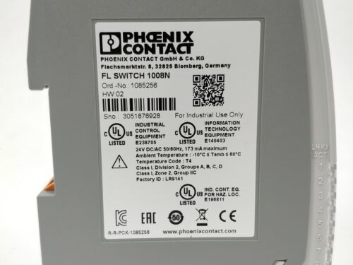 FL SWITCH 1008N 1085256 Industrieller Ethernet-Schalter mit IP54-Schutzniveau und 0,05 cm-1 Zellkonstante