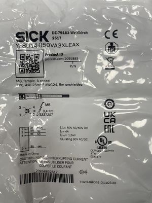 IP20 Endgeräte EN 60529 SICK YF8U14-050VA3XLEAX Sensor/Aktorkabel mit Stromverbrauch von 40 mA