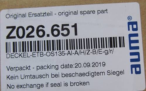 Z026.651 AUMA-Aktorteile für Mehrdrehaktore SA 30.1 / SAR 30.1 Dichtungen
