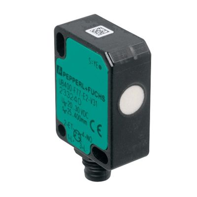 Pepperl Fuchs Ultraschall-Direktdetektionssensor UB100-F77-E2-V31 mit Reaktionsverzögerung ≤ 50 ms Masse 10 g